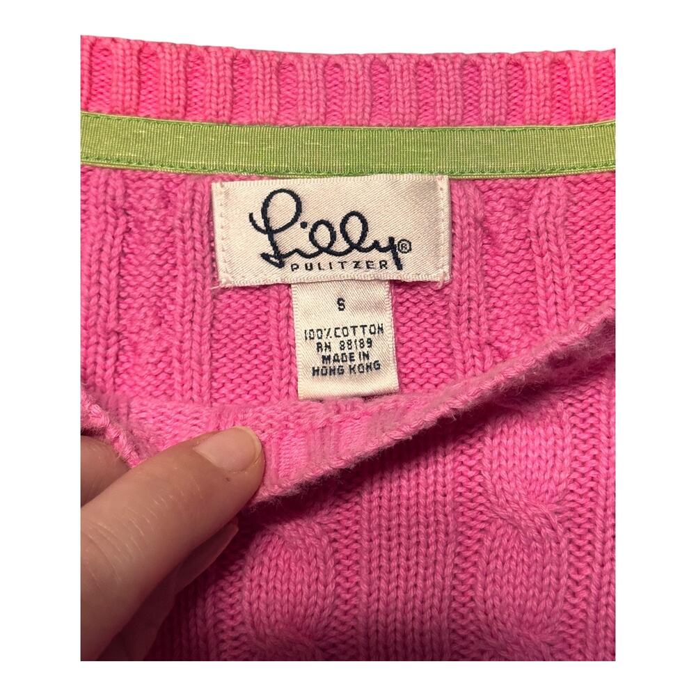 VTG Lilly Pulitzer Pink Cableknit sweater women’s small - Picture 2 of 10